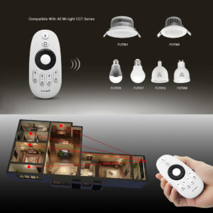 GloboStar® 71402 FUT006 Mi-Light Ασύρματο Χειριστήριο RF 2.4Ghz 4 Group για όλα τα Μονόχρωμα & CCT Mi-BOXER Controller DC 3V 2 x AAA – IP20 Λευκό Μ10.8 x Π5.4 x Υ2cm – 5 Years Warranty