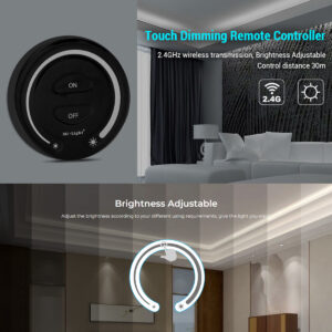 GloboStar® 71403 FUT087-B Mi-Light Ασύρματο Χειριστήριο Αφής RF 2.4Ghz για όλα τα Μονόχρωμα Mi-BOXER Controller DC 3V 2 x AAA – IP20 Μαύρο Φ8 x Υ1.8cm – 5 Years Warranty