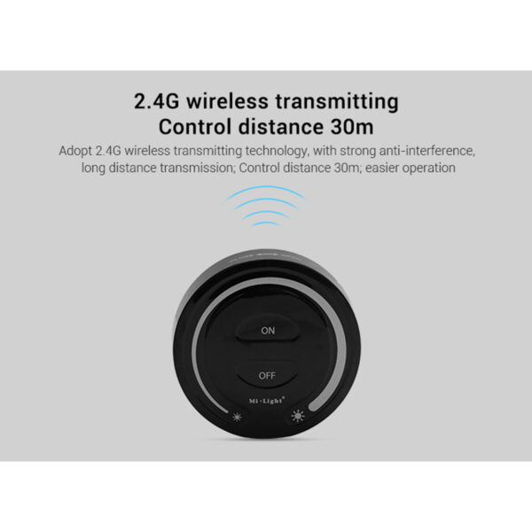GloboStar® 71403 FUT087-B Mi-Light Ασύρματο Χειριστήριο Αφής RF 2.4Ghz για όλα τα Μονόχρωμα Mi-BOXER Controller DC 3V 2 x AAA – IP20 Μαύρο Φ8 x Υ1.8cm – 5 Years Warranty