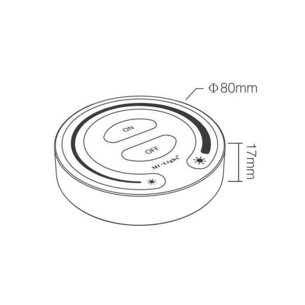 GloboStar® 71403 FUT087-B Mi-Light Ασύρματο Χειριστήριο Αφής RF 2.4Ghz για όλα τα Μονόχρωμα Mi-BOXER Controller DC 3V 2 x AAA – IP20 Μαύρο Φ8 x Υ1.8cm – 5 Years Warranty