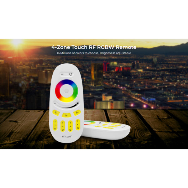GloboStar® 71409 FUT096 Mi-Light Ασύρματο Χειριστήριο Αφής RF 2.4Ghz 4 Group για όλα τα RGBW Mi-BOXER Controller DC 3V 2 x AAA – IP20 Λευκό Μ12 x Π5.4 x Υ2cm – 5 Years Warranty