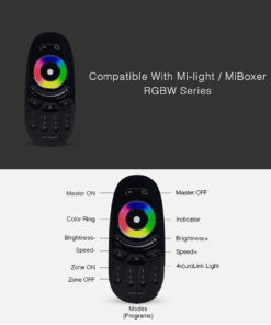 GloboStar® 71410 FUT096-B Mi-Light Ασύρματο Χειριστήριο Αφής RF 2.4Ghz 4 Group για όλα τα RGBW Mi-BOXER Controller DC 3V 2 x AAA – IP20 Μαύρο Μ12 x Π5.4 x Υ2cm – 5 Years Warranty
