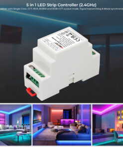 GloboStar® 71415 LS2S Mi-BOXER DC WiFi & RF 2.4Ghz Dimmer High Speed Controller 5 Καναλιών DC 12-24V 5 x 6A 144W – Max 10A 240W – IP20 RGBW+WW – Din Rail Ράγας – Μ9 x Π3.4 x Υ6cm – 5 Years Warranty