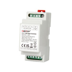 GloboStar® 71415 LS2S Mi-BOXER DC WiFi & RF 2.4Ghz Dimmer High Speed Controller 5 Καναλιών DC 12-24V 5 x 6A 144W – Max 10A 240W – IP20 RGBW+WW – Din Rail Ράγας – Μ9 x Π3.4 x Υ6cm – 5 Years Warranty