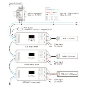 GloboStar® 71423 DL-X Mi-BOXER DC DALI & Push Dimming 5 in 1 High Speed Controller / Dimmer 5 Καναλιών DC 12-24V 5 x 6A 144W – Max 20A 480W – IP20 RGBW+WW Μ13 x Π5 x Υ2.5cm – 5 Years Warranty