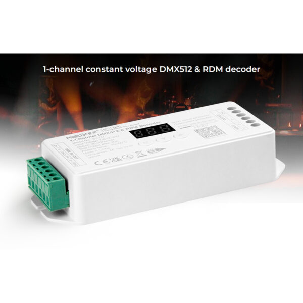 GloboStar® 71424 D1-CX Mi-BOXER DC DMX & RDM Dimmer High Speed Controller / Decoder 1 Καναλιού DC 12-24V 1 x 20A 480W – Max 20A 480W – IP20 Μ13 x Π5 x Υ2.5cm – 5 Years Warranty