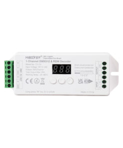GloboStar® 71424 D1-CX Mi-BOXER DC DMX & RDM Dimmer High Speed Controller / Decoder 1 Καναλιού DC 12-24V 1 x 20A 480W – Max 20A 480W – IP20 Μ13 x Π5 x Υ2.5cm – 5 Years Warranty