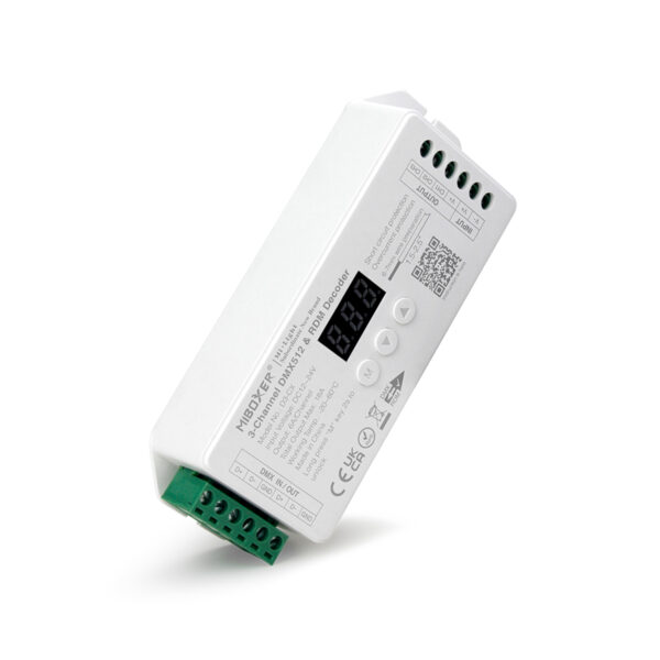 GloboStar® 71425 D3-CX Mi-BOXER DC DMX & RDM Dimmer High Speed Controller / Decoder 3 Καναλιών DC 12-24V 3 x 6A 144W – Max 18A 432W – IP20 Μ13 x Π5 x Υ2.5cm – 5 Years Warranty