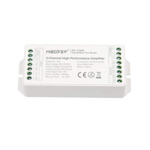 GloboStar® 71429 PA5 Mi-BOXER DC Power & Signal High Speed Amplifier Ενισχυτής Ισχύος & Σήματος Υψηλών Ταχυτήτων 5 Καναλιών DC 12-24V 5 x 6A 144W – Max 15A 360W – IP20 RGBW+WW Μ11.4 x Π4.9 x Υ2.8cm – 5 Years Warranty