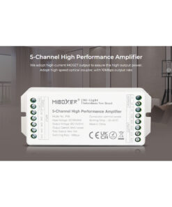 GloboStar® 71429 PA5 Mi-BOXER DC Power & Signal High Speed Amplifier Ενισχυτής Ισχύος & Σήματος Υψηλών Ταχυτήτων 5 Καναλιών DC 12-24V 5 x 6A 144W – Max 15A 360W – IP20 RGBW+WW Μ11.4 x Π4.9 x Υ2.8cm – 5 Years Warranty