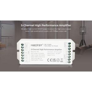 GloboStar® 71429 PA5 Mi-BOXER DC Power & Signal High Speed Amplifier Ενισχυτής Ισχύος & Σήματος Υψηλών Ταχυτήτων 5 Καναλιών DC 12-24V 5 x 6A 144W – Max 15A 360W – IP20 RGBW+WW Μ11.4 x Π4.9 x Υ2.8cm – 5 Years Warranty