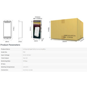 GloboStar® 71429 PA5 Mi-BOXER DC Power & Signal High Speed Amplifier Ενισχυτής Ισχύος & Σήματος Υψηλών Ταχυτήτων 5 Καναλιών DC 12-24V 5 x 6A 144W – Max 15A 360W – IP20 RGBW+WW Μ11.4 x Π4.9 x Υ2.8cm – 5 Years Warranty