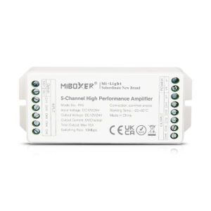 GloboStar® 71429 PA5 Mi-BOXER DC Power & Signal High Speed Amplifier Ενισχυτής Ισχύος & Σήματος Υψηλών Ταχυτήτων 5 Καναλιών DC 12-24V 5 x 6A 144W – Max 15A 360W – IP20 RGBW+WW Μ11.4 x Π4.9 x Υ2.8cm – 5 Years Warranty