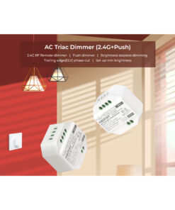 GloboStar® 71432 TRI-C1 Mi-BOXER AC Triac & RF 2.4Ghz & Push Dimmer 1 Καναλιού AC 100-240V 1 x 1.36A 300W – Max 1.36A 300W – IP20 Μ5 x Π5 x Υ2.3cm – 5 Years Warranty
