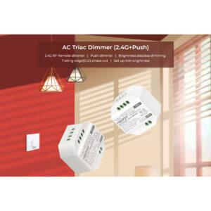 GloboStar® 71432 TRI-C1 Mi-BOXER AC Triac & RF 2.4Ghz & Push Dimmer 1 Καναλιού AC 100-240V 1 x 1.36A 300W – Max 1.36A 300W – IP20 Μ5 x Π5 x Υ2.3cm – 5 Years Warranty
