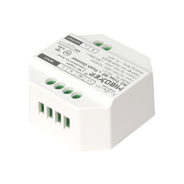 GloboStar® 71432 TRI-C1 Mi-BOXER AC Triac & RF 2.4Ghz & Push Dimmer 1 Καναλιού AC 100-240V 1 x 1.36A 300W – Max 1.36A 300W – IP20 Μ5 x Π5 x Υ2.3cm – 5 Years Warranty