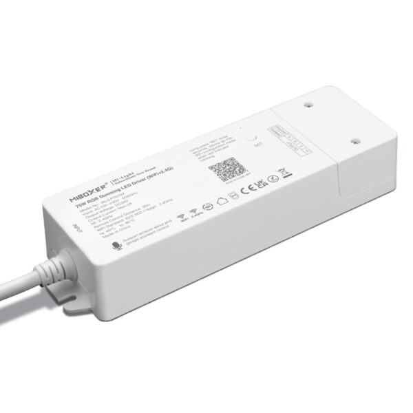 GloboStar® 71439 WL3-P75V24 Mi-BOXER DC Smart Wifi & RF 2.4Ghz & Push Dimming Power Supply Τροφοδοτικό SELV & Controller / Dimmer All in One 3 Καναλιών AC100-240V σε DC 24V 3 x 0.6A 14.4W – Max 3A 75W – IP20 RGB Μ19 x Π5.5 x Υ3.2cm – 5 Years Warranty
