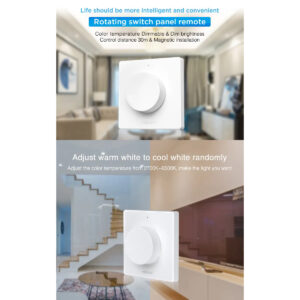 GloboStar® 71443 K1 Mi-BOXER Ασύρματο Επιτοίχιο Χειριστήριο Dimmer RF 2.4Ghz για όλα τα Μονόχρωμα Mi-BOXER Controller DC 3V 1 x CR2032 – IP20 Λευκό Μ8.5 x Π8.5 x Υ2.5cm – 5 Years Warranty