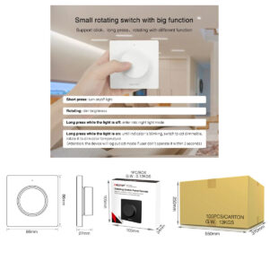 GloboStar® 71443 K1 Mi-BOXER Ασύρματο Επιτοίχιο Χειριστήριο Dimmer RF 2.4Ghz για όλα τα Μονόχρωμα Mi-BOXER Controller DC 3V 1 x CR2032 – IP20 Λευκό Μ8.5 x Π8.5 x Υ2.5cm – 5 Years Warranty