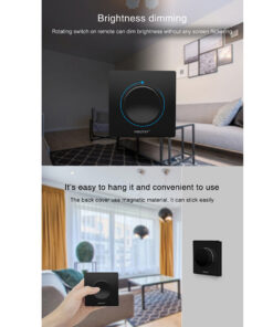 GloboStar® 71444 K1-B Mi-BOXER Ασύρματο Επιτοίχιο Χειριστήριο Dimmer RF 2.4Ghz για όλα τα Μονόχρωμα Mi-BOXER Controller DC 3V 1 x CR2032 – IP20 Μαύρο Μ8.5 x Π8.5 x Υ2.5cm – 5 Years Warranty