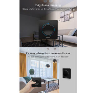 GloboStar® 71444 K1-B Mi-BOXER Ασύρματο Επιτοίχιο Χειριστήριο Dimmer RF 2.4Ghz για όλα τα Μονόχρωμα Mi-BOXER Controller DC 3V 1 x CR2032 – IP20 Μαύρο Μ8.5 x Π8.5 x Υ2.5cm – 5 Years Warranty