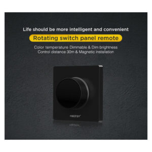 GloboStar® 71444 K1-B Mi-BOXER Ασύρματο Επιτοίχιο Χειριστήριο Dimmer RF 2.4Ghz για όλα τα Μονόχρωμα Mi-BOXER Controller DC 3V 1 x CR2032 – IP20 Μαύρο Μ8.5 x Π8.5 x Υ2.5cm – 5 Years Warranty