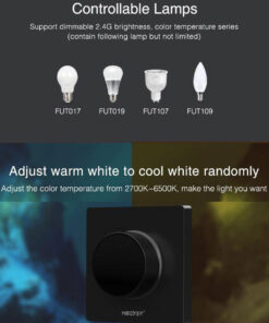 GloboStar® 71444 K1-B Mi-BOXER Ασύρματο Επιτοίχιο Χειριστήριο Dimmer RF 2.4Ghz για όλα τα Μονόχρωμα Mi-BOXER Controller DC 3V 1 x CR2032 – IP20 Μαύρο Μ8.5 x Π8.5 x Υ2.5cm – 5 Years Warranty