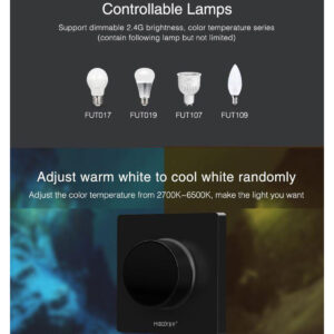 GloboStar® 71444 K1-B Mi-BOXER Ασύρματο Επιτοίχιο Χειριστήριο Dimmer RF 2.4Ghz για όλα τα Μονόχρωμα Mi-BOXER Controller DC 3V 1 x CR2032 – IP20 Μαύρο Μ8.5 x Π8.5 x Υ2.5cm – 5 Years Warranty