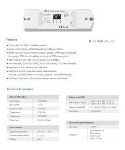 GloboStar® 71446 D1-L SKYDANCE DC DMX & RDM Dimmer High Speed Controller / Decoder 1 Καναλιού DC 12-24V 1 x 15.5A 360W – Max 15.5A 360W – IP20 Μ17 x Π5 x Υ2.5cm – 5 Years Warranty