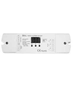 GloboStar® 71447 D3-L SKYDANCE DC DMX & RDM Dimmer High Speed Controller / Decoder 3 Καναλιών DC 12-24V 3 x 6A 144W – Max 18.5A 432W – IP20 Μ17 x Π5 x Υ2.5cm – 5 Years Warranty