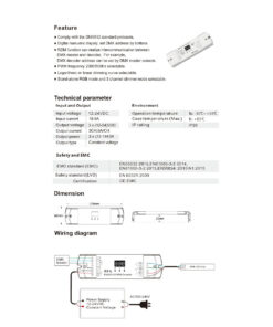 GloboStar® 71447 D3-L SKYDANCE DC DMX & RDM Dimmer High Speed Controller / Decoder 3 Καναλιών DC 12-24V 3 x 6A 144W – Max 18.5A 432W – IP20 Μ17 x Π5 x Υ2.5cm – 5 Years Warranty