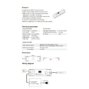 GloboStar® 71447 D3-L SKYDANCE DC DMX & RDM Dimmer High Speed Controller / Decoder 3 Καναλιών DC 12-24V 3 x 6A 144W – Max 18.5A 432W – IP20 Μ17 x Π5 x Υ2.5cm – 5 Years Warranty