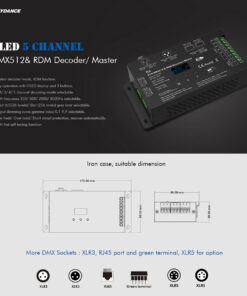 GloboStar® 71448 D5 SKYDANCE DC DMX & RDM Dimmer High Speed Controller / Decoder 5 Καναλιών DC 12-24V 5 x 6A 144W – Max 30A 864W – IP20 Μ17 x Π8 x Υ4cm – 5 Years Warranty