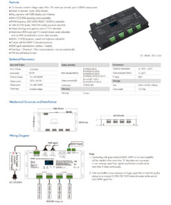 GloboStar® 71451 D12A SKYDANCE DC DMX & RDM Dimmer High Speed Controller / Decoder / Master 12 Καναλιών DC 12-24V 12 x 5A 120W – Max 60.5A 1440W – IP20 Μ25 x Π11.5 x Υ4cm – 5 Years Warranty