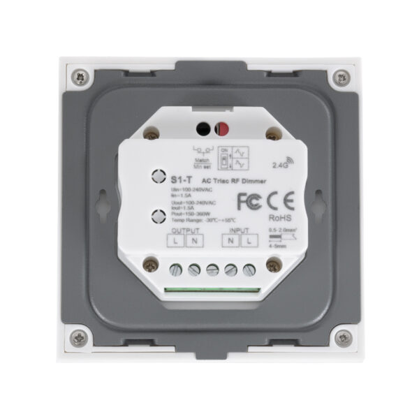 GloboStar® 71452 S1-T SKYDANCE AC Smart RF 2.4Ghz & Αφής – Touch Triac Dimming AC100-240V σε AC100-240V 1 x 1.5A 360W – Max 1.5A 360W – IP20 – Λευκό Σώμα – Μ8.5 x Π8.5 x Υ3.2cm – 5 Years Warranty