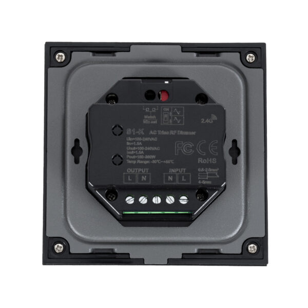 GloboStar® 71455 S1-K SKYDANCE AC Smart RF 2.4Ghz & Ροοστάτη – Push ON/OFF Triac Dimming AC100-240V σε AC100-240V 1 x 1.5A 360W – Max 1.5A 360W – IP20 – Μαύρο Σώμα – Μ8.5 x Π8.5 x Υ5cm – 5 Years Warranty