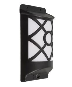 GloboStar® 71457 Αυτόνομο Ηλιακό Φωτιστικό Τοίχου Μαύρο LED SMD 3W 90lm με Ενσωματωμένη Μπαταρία 300mAh – Εφέ Φλόγας Flame Effect – Φωτοβολταϊκό Πάνελ με Αισθητήρα Ημέρας-Νύχτας IP65 Θερμό Λευκό 2200K