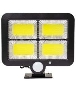 GloboStar® 71462 Αυτόνομος Ηλιακός Προβολέας LED 128 4 x COB 30W 1600lm με Ενσωματωμένη Μπαταρία 2400mAh – Φωτοβολταϊκό Πάνελ με Αισθητήρα Ημέρας-Νύχτας – PIR Αισθητήρα Κίνησης Αδιάβροχο IP65 Ψυχρό Λευκό 6000K