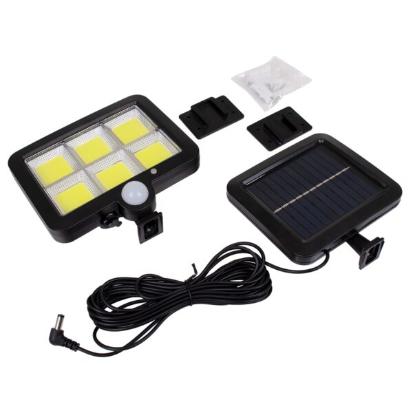 GloboStar® 71461 Αυτόνομος Ηλιακός Προβολέας LED 108 2 x COB 25W 1400lm με Ενσωματωμένη Μπαταρία 2400mAh – Φωτοβολταϊκό Πάνελ με Αισθητήρα Ημέρας-Νύχτας – PIR Αισθητήρα Κίνησης Αδιάβροχο IP65 Ψυχρό Λευκό 6000K