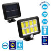 GloboStar® 71464 Αυτόνομος Ηλιακός Προβολέας LED 160 8 x COB 40W 2000lm με Ενσωματωμένη Μπαταρία 2400mAh – Φωτοβολταϊκό Πάνελ με Αισθητήρα Ημέρας-Νύχτας – PIR Αισθητήρα Κίνησης Αδιάβροχο IP65 Ψυχρό Λευκό 6000K