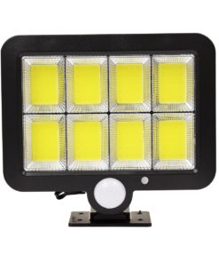 GloboStar® 71463 Αυτόνομος Ηλιακός Προβολέας LED 120 6 x COB 35W 1800lm με Ενσωματωμένη Μπαταρία 2400mAh – Φωτοβολταϊκό Πάνελ με Αισθητήρα Ημέρας-Νύχτας – PIR Αισθητήρα Κίνησης Αδιάβροχο IP65 Ψυχρό Λευκό 6000K