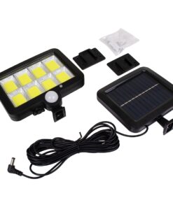 GloboStar® 71463 Αυτόνομος Ηλιακός Προβολέας LED 120 6 x COB 35W 1800lm με Ενσωματωμένη Μπαταρία 2400mAh – Φωτοβολταϊκό Πάνελ με Αισθητήρα Ημέρας-Νύχτας – PIR Αισθητήρα Κίνησης Αδιάβροχο IP65 Ψυχρό Λευκό 6000K