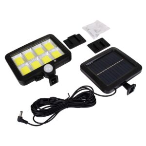 GloboStar® 71463 Αυτόνομος Ηλιακός Προβολέας LED 120 6 x COB 35W 1800lm με Ενσωματωμένη Μπαταρία 2400mAh – Φωτοβολταϊκό Πάνελ με Αισθητήρα Ημέρας-Νύχτας – PIR Αισθητήρα Κίνησης Αδιάβροχο IP65 Ψυχρό Λευκό 6000K