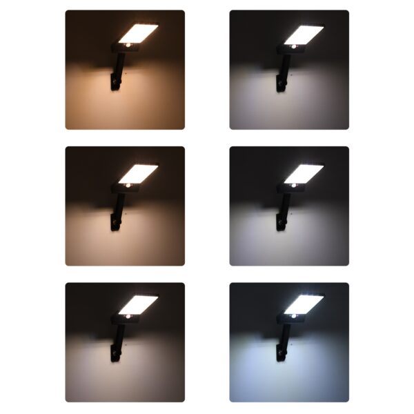 GloboStar® 71465 Αυτόνομο Ηλιακό Φωτιστικό Τοίχου LED SMD 4.5W 550lm με Ενσωματωμένη Μπαταρία Li-ion 2200mAh – Φωτοβολταϊκό Πάνελ – Ρυθμιζόμενη Βάση Στήριξης – Αισθητήρα Ημέρας-Νύχτας PIR Αισθητήρα Κίνησης και Ασύρματο Χειριστήριο IR Αδιάβροχο IP56 CCT