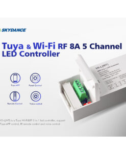GloboStar® 71470 V5-L SKYDANCE DC WiFi & RF 2.4Ghz Dimmer High Speed Controller 5 Καναλιών DC 12-48V 5 x 6A 288W – Max 30A 1440W – IP20 Μ18 x Π5.7 x Υ2.8cm – 5 Years Warranty