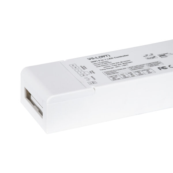 GloboStar® 71470 V5-L SKYDANCE DC WiFi & RF 2.4Ghz Dimmer High Speed Controller 5 Καναλιών DC 12-48V 5 x 6A 288W – Max 30A 1440W – IP20 Μ18 x Π5.7 x Υ2.8cm – 5 Years Warranty