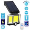 GloboStar® 71482 Αυτόνομος Ηλιακός Προβολέας LED COB 20W 1500lm με Ενσωματωμένη Μπαταρία 2400mAh – Φωτοβολταϊκό Πάνελ με Αισθητήρα Ημέρας-Νύχτας – PIR Αισθητήρα Κίνησης και Ασύρματο Χειριστήριο IR Αδιάβροχο IP65 Ψυχρό Λευκό 6000K