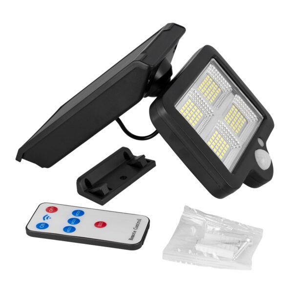 GloboStar® 71483 Αυτόνομος Ηλιακός Προβολέας LED SMD 20W 1500lm με Ενσωματωμένη Μπαταρία 2400mAh – Φωτοβολταϊκό Πάνελ με Αισθητήρα Ημέρας-Νύχτας – PIR Αισθητήρα Κίνησης και Ασύρματο Χειριστήριο IR Αδιάβροχο IP65 Ψυχρό Λευκό 6000K