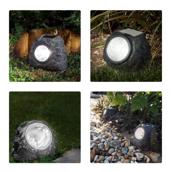 GloboStar® 71484 Αυτόνομο Ηλιακό Φωτιστικό LED SMD 1W 100lm με Ενσωματωμένη Μπαταρία 600mAh – Φωτοβολταϊκό Πάνελ με Αισθητήρα Ημέρας-Νύχτας Αδιάβροχο IP65 Διακοσμητική Πέτρα – Βράχος Κήπου Ψυχρό Λευκό 6000K