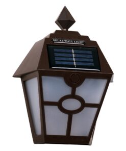 GloboStar® 71493 Αυτόνομο Ηλιακό Φωτιστικό Τοίχου Καφέ LED SMD 1W 40lm με Ενσωματωμένη Μπαταρία 600mAh – Φωτοβολταϊκό Πάνελ με Αισθητήρα Ημέρας-Νύχτας IP65 Ψυχρό Λευκό 6000K